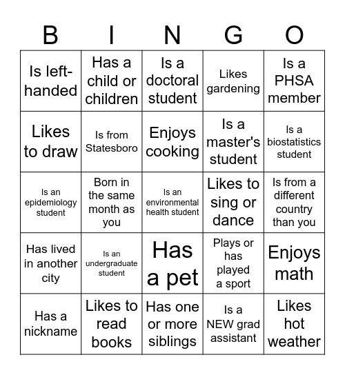 Getting to Know BEES Bingo Card
