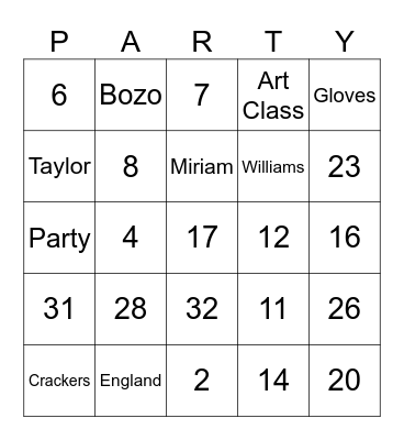 Patricia's 75th Bday Bingo Card
