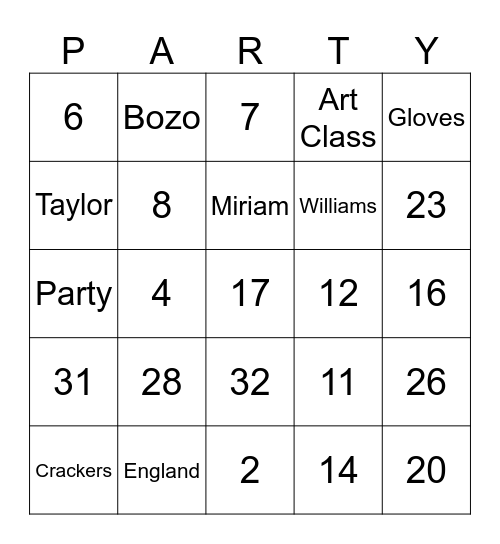 Patricia's 75th Bday Bingo Card