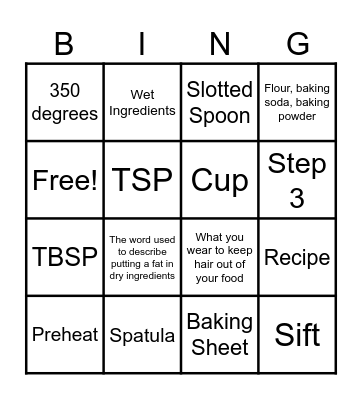 Food Science Bingo Card