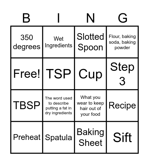 Food Science Bingo Card