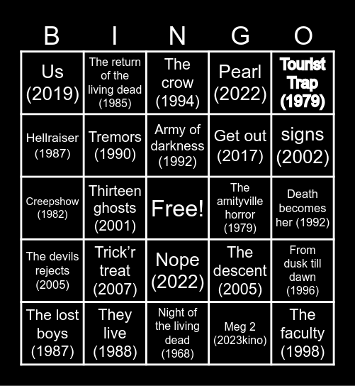 Halloween season 2023 Bingo Card