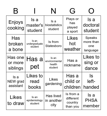 Getting to know BEES Bingo Card