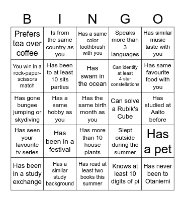 Find someone who... Bingo Card