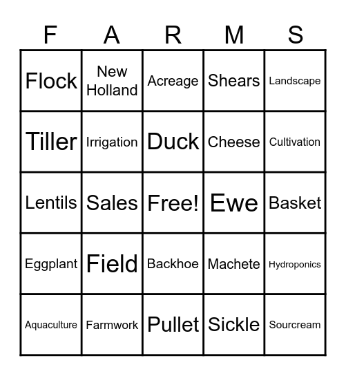 Farm Bureau Voice of Agriculture Bingo Card