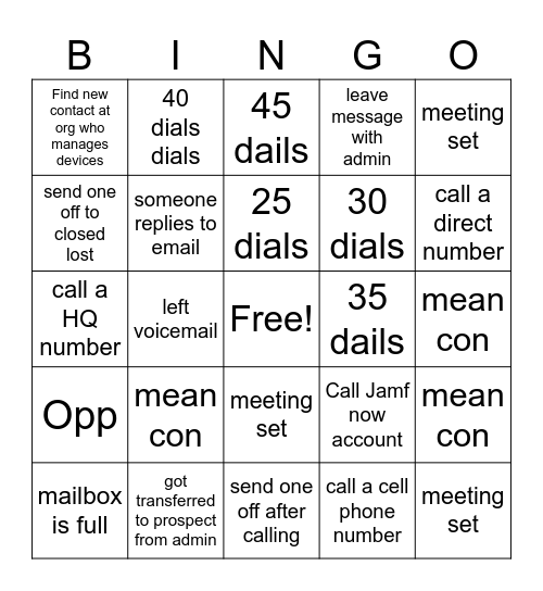Second Game Bingo Card