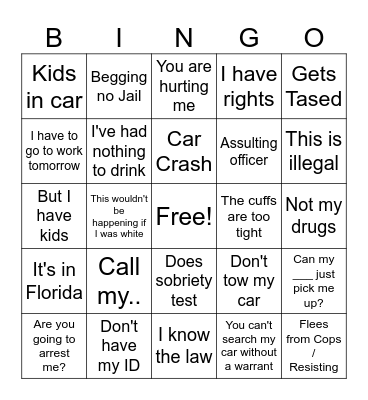 Police body cam Bingo Card