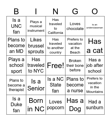 A&P Bingo Card