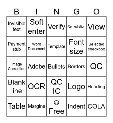 SSA BINGO Card