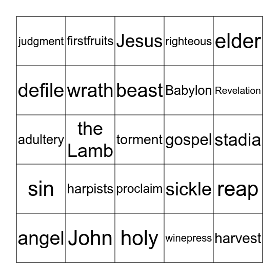 Bible Bingo Card