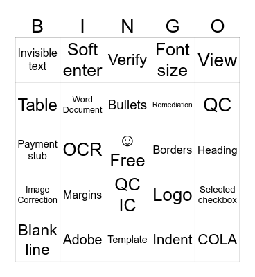 SSA BINGO Card