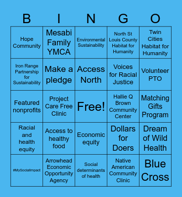 Community Giving Campaign Bingo Card