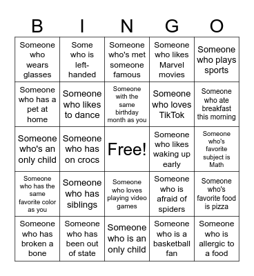 Human Bingo Card