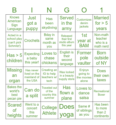 BAM Bingo Card