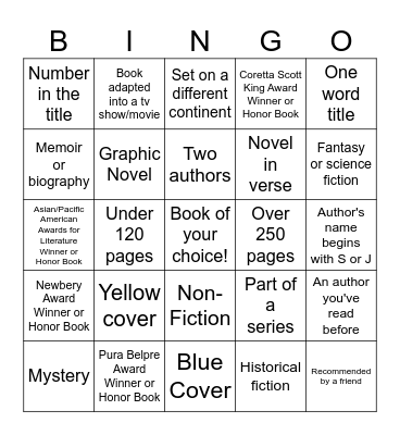 Class 6 English Bingo Card