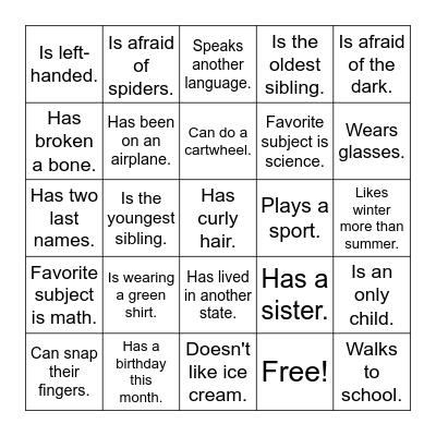 Find Someone Who... Bingo Card