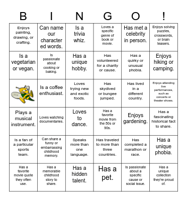 Do Something Amazing to Find Someone Who... Bingo Card