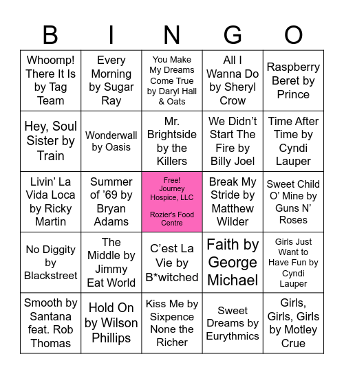 80's, 90's & 2000's Bingo Card