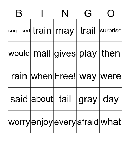 Unit 4.1 Mama's Birthday Present Bingo Card