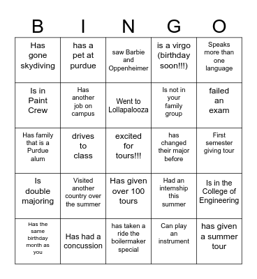 Welcome Back Bingo!!!!! Bingo Card