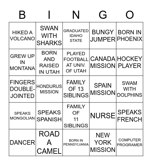 FRIENDS NEAR AND FAR Bingo Card