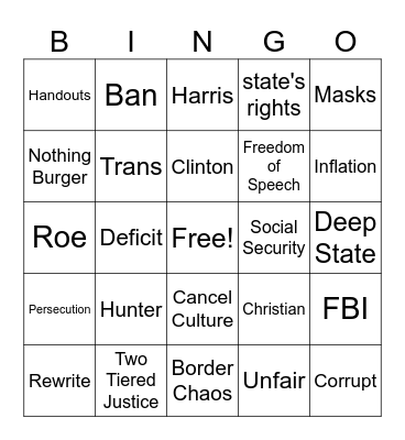GOP Debate 1 Bingo Card