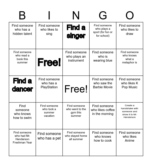 English III Bingo! Bingo Card