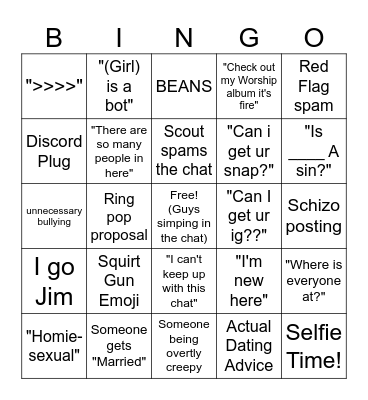 Upward Lurker Bingo Card