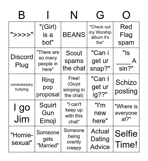 Upward Lurker Bingo Card