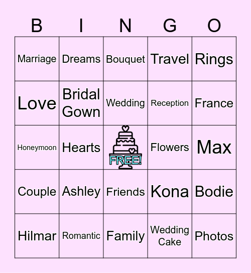 Ashley's Bridal Bingo Card