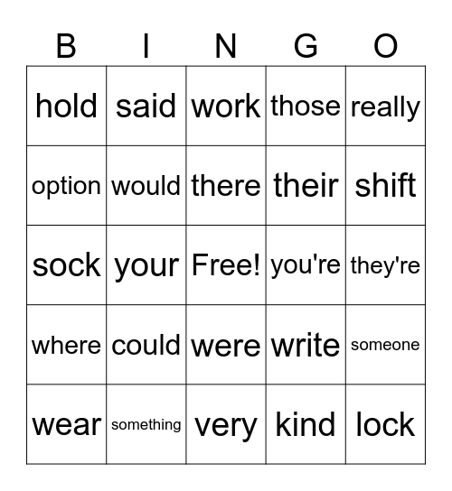 Samantha's Bingo Card