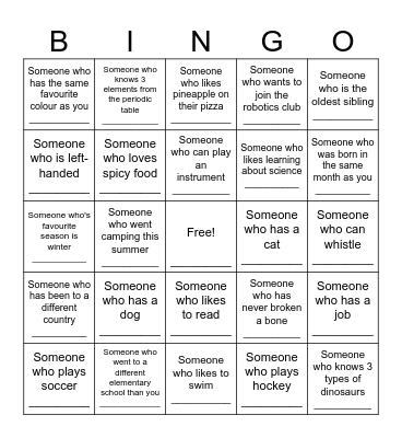 Name BINGO Card