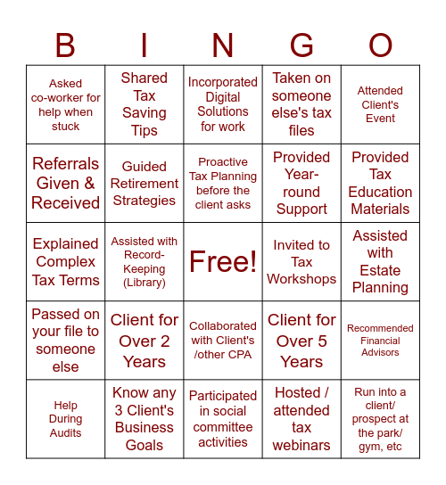 Andersen Relationships Bingo Card