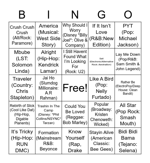 C Bingo Card