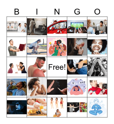 Healthy / Unhealthy Habits Bingo Card