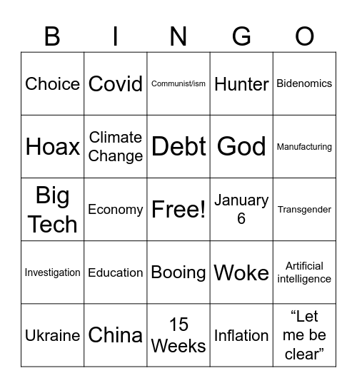 Presidential Debate Bingo - GOP '24 Edition Bingo Card