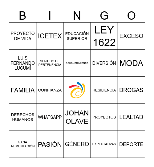 BINGO DE LA JUVENTUD Bingo Card