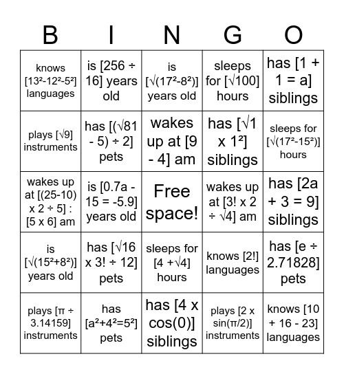 Find someone who... Bingo Card