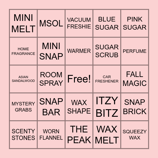 MSOL HOME FRAGRANCE Bingo Card