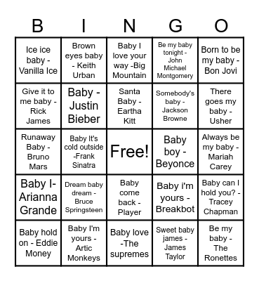 Baby Bingo Card
