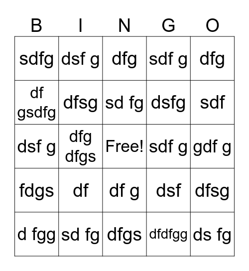 sdf gghdfh Bingo Card