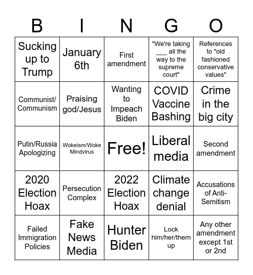 Republican Primary Bingo Card