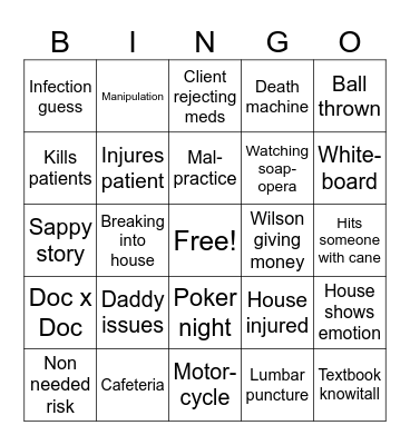 House bingo Card