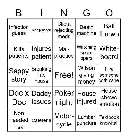 House bingo Card