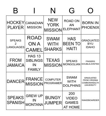 FRIENDS NEAR AND FAR Bingo Card