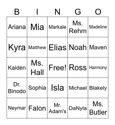 NAME BINGO Card