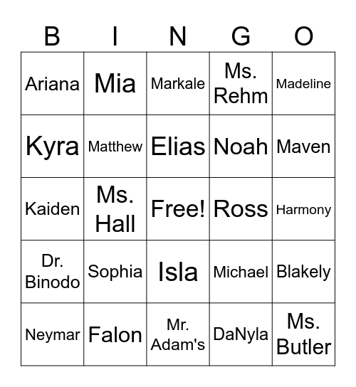 NAME BINGO Card