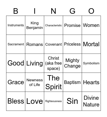 SEMINARY! Bingo Card