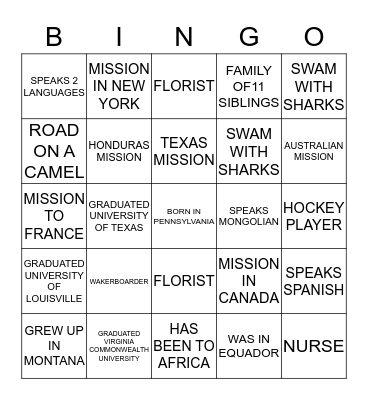 FRIENDS NEAR AND FAR Bingo Card