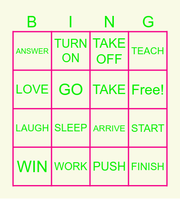 OPPOSITE VERBS Bingo Card